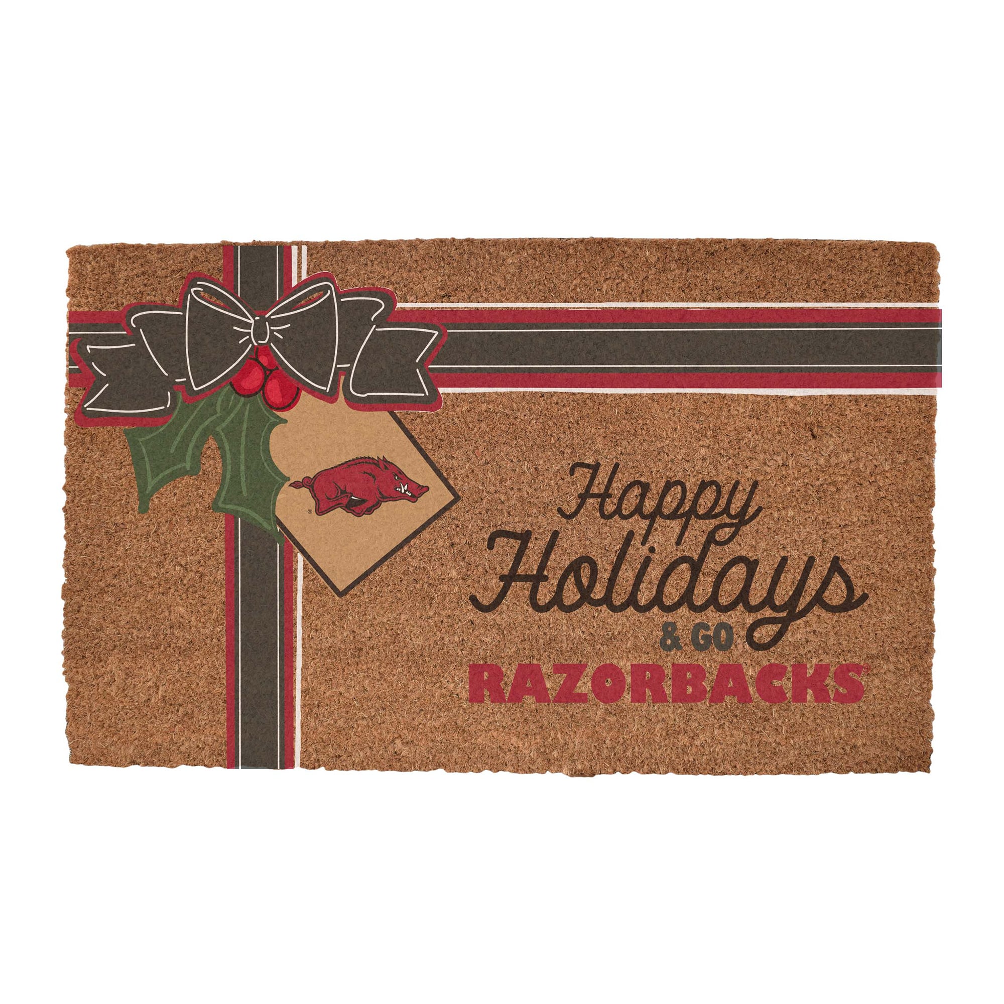Arkansas Razorbacks 20" x 30" Holiday Gift Wrap Coir Door Mat