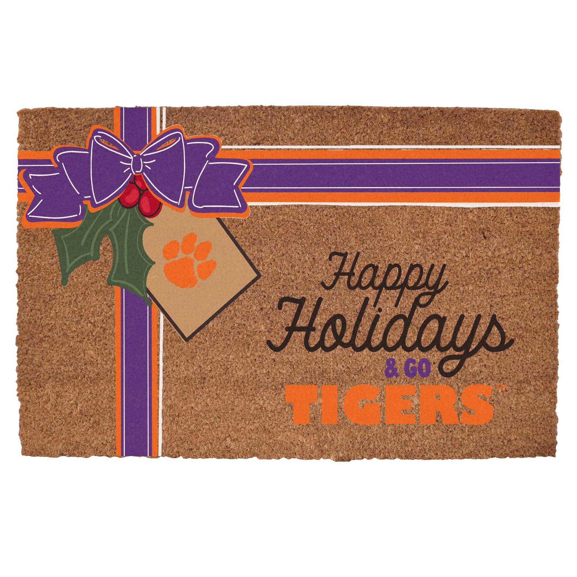 Clemson Tigers 20" x 30" Holiday Gift Wrap Coir Door Mat