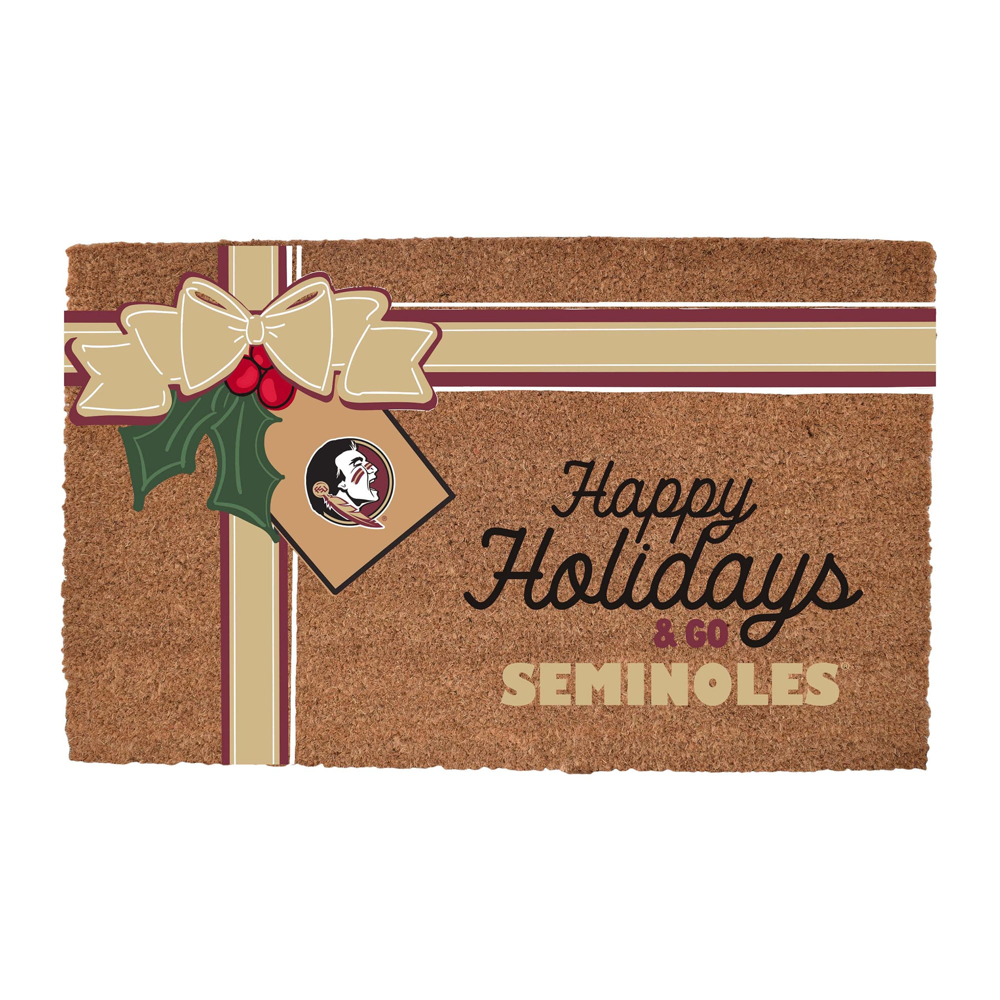 Florida State Seminoles 20" x 30" Holiday Gift Wrap Coir Door Mat