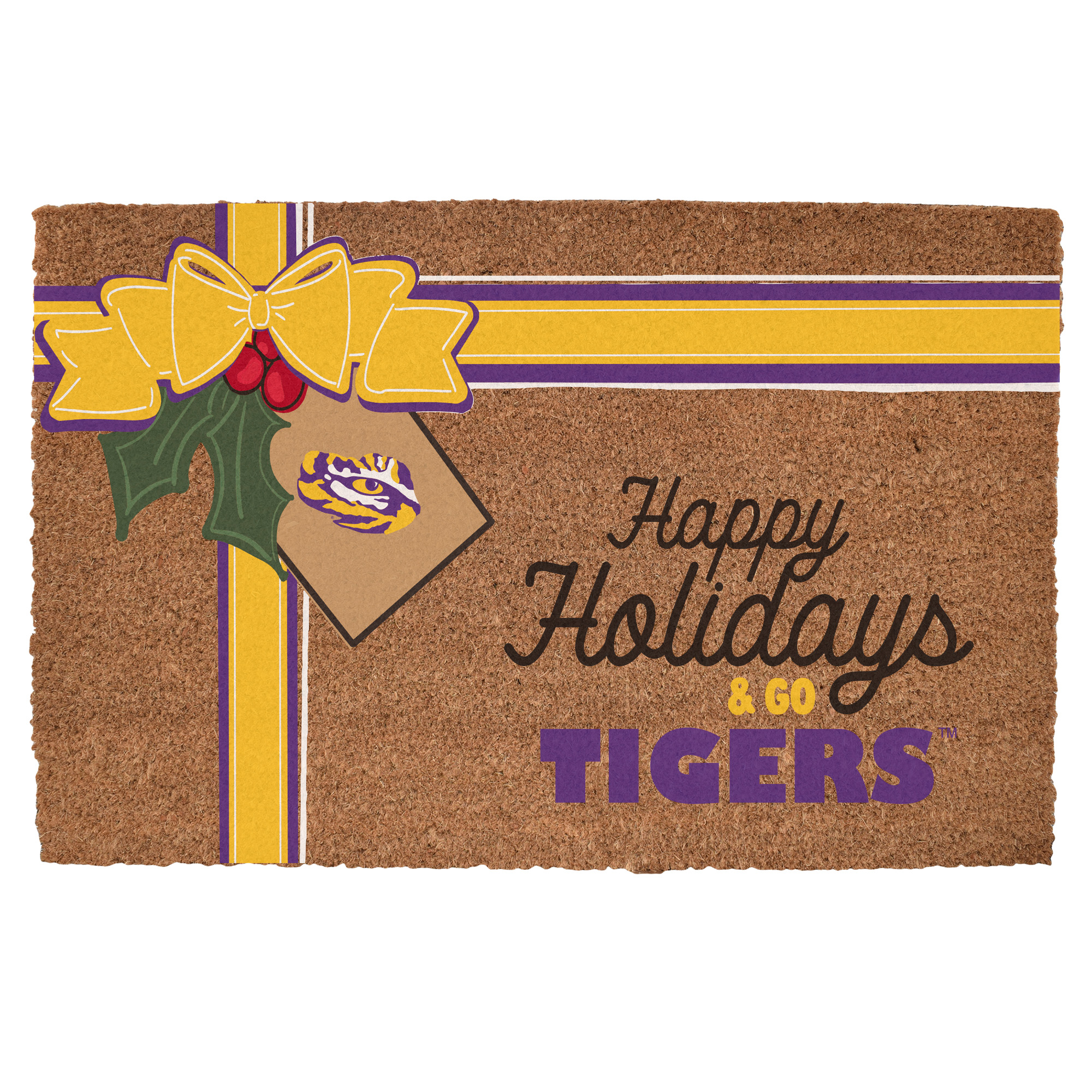 LSU Tigers 20" x 30" Holiday Gift Wrap Coir Door Mat