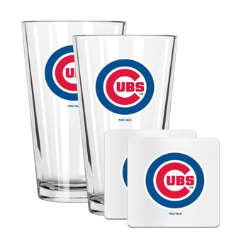 The Memory Company Chicago Cubs 16oz. Pint Glass and Coaster Set