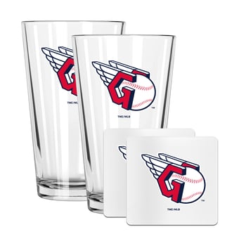The Memory Company Cleveland Guardians 16oz. Pint Glass and Coaster Set
