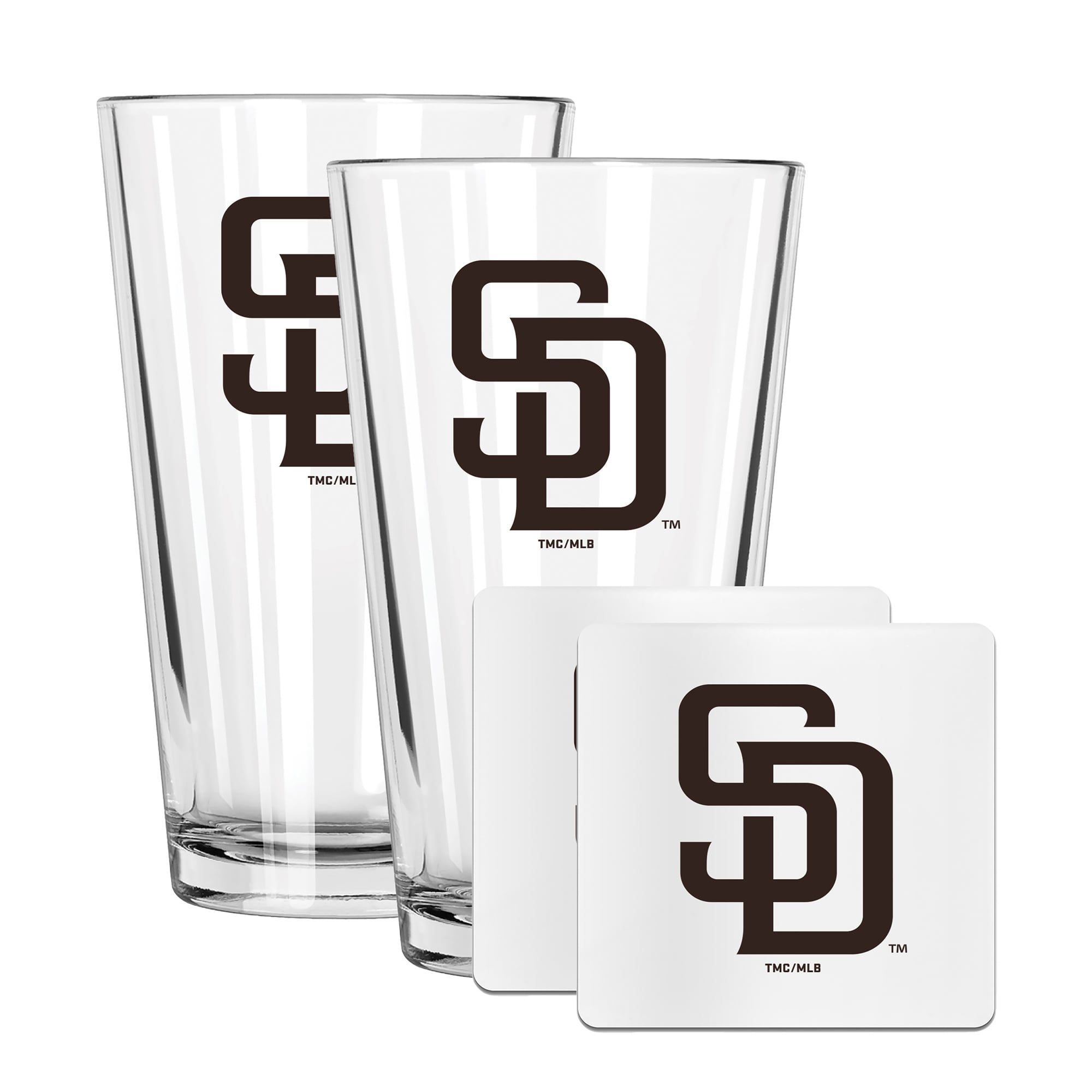 The Memory Company San Diego Padres 16oz. Pint Glass and Coaster Set