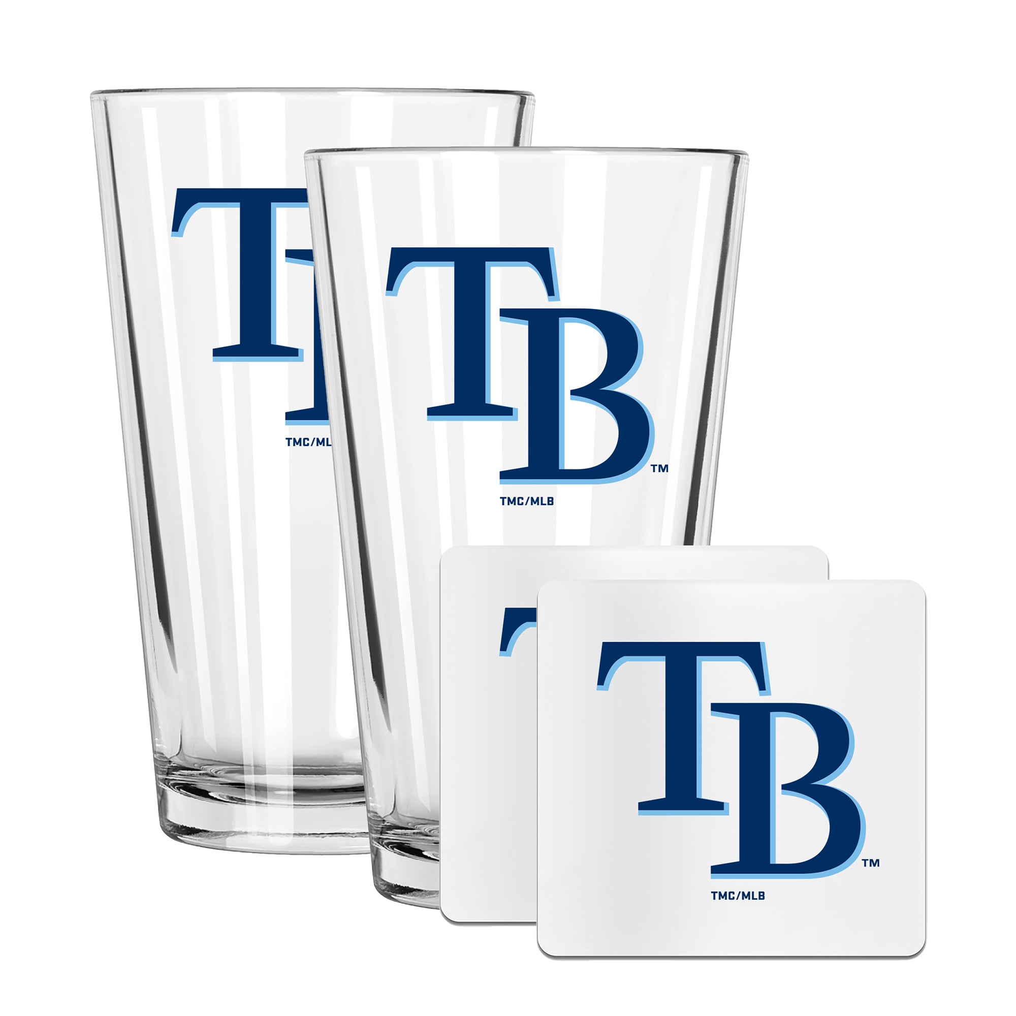 The Memory Company Tampa Bay Rays 16oz. Pint Glass and Coaster Set