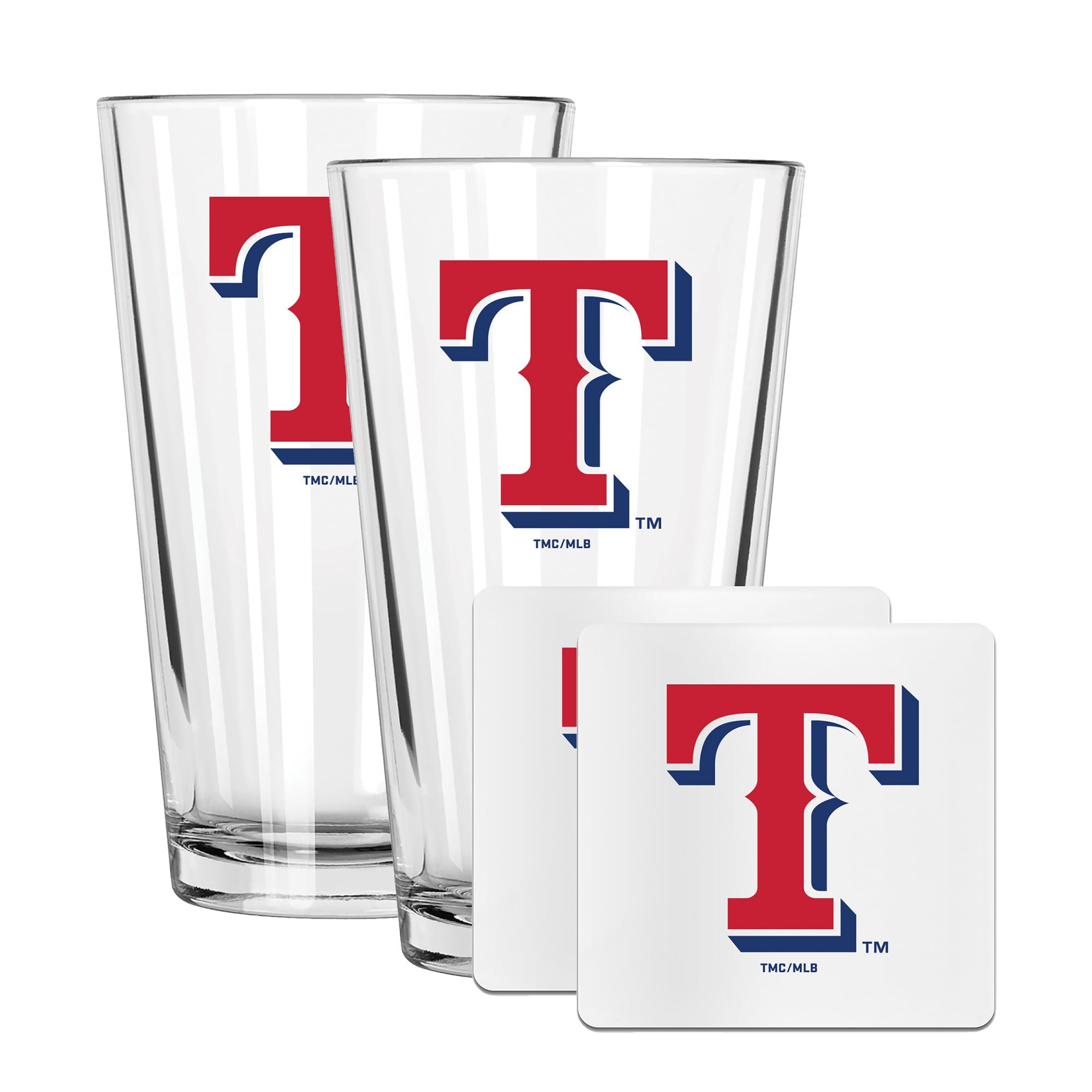 The Memory Company Texas Rangers 16oz. Pint Glass and Coaster Set