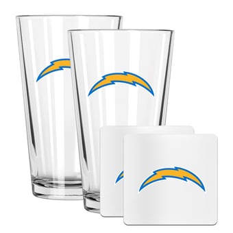 The Memory Company Los Angeles Chargers 16oz. Pint Glass and Coaster Set