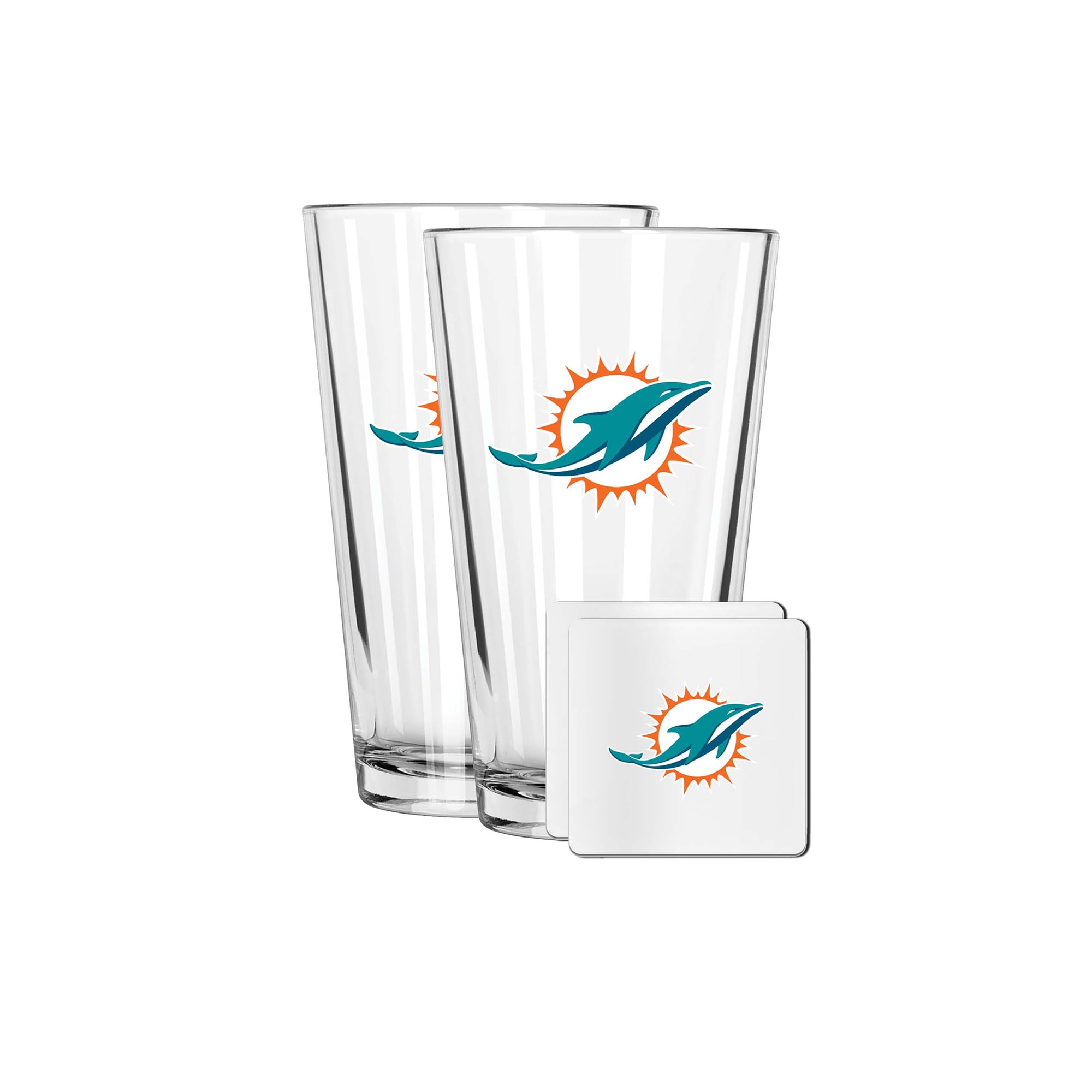 The Memory Company Miami Dolphins 16oz. Pint Glass and Coaster Set