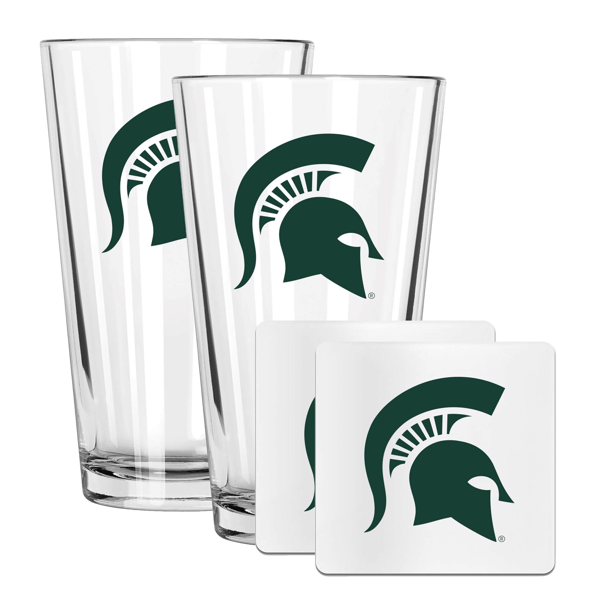 The Memory Company Michigan State Spartans 16oz. Pint Glass and Coaster Set