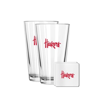 The Memory Company Nebraska Huskers 16oz. Pint Glass and Coaster Set