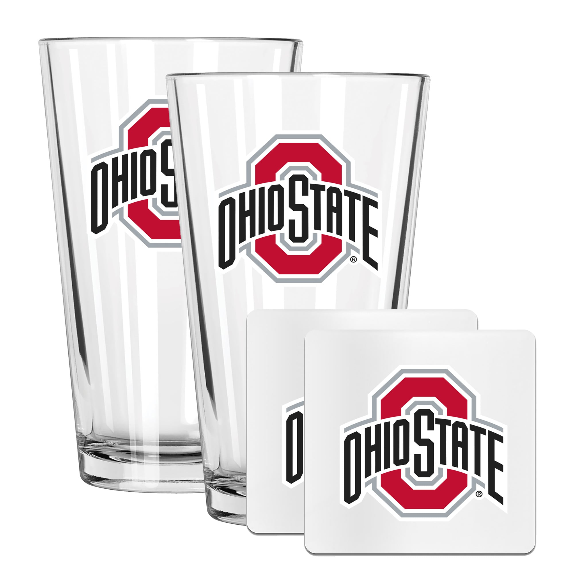 The Memory Company Ohio State Buckeyes 16oz. Pint Glass and Coaster Set