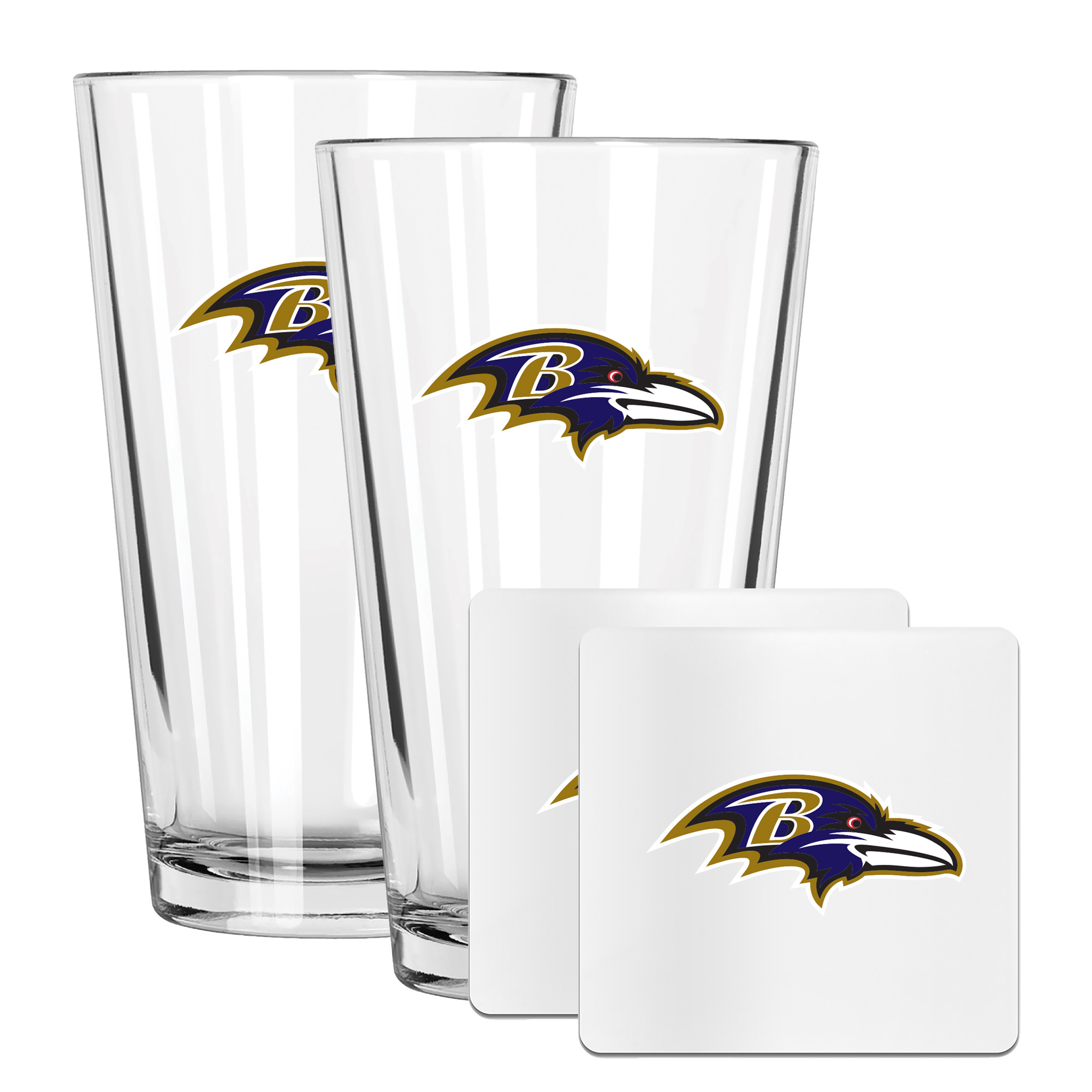 The Memory Company Baltimore Ravens 16oz. Pint Glass and Coaster Set