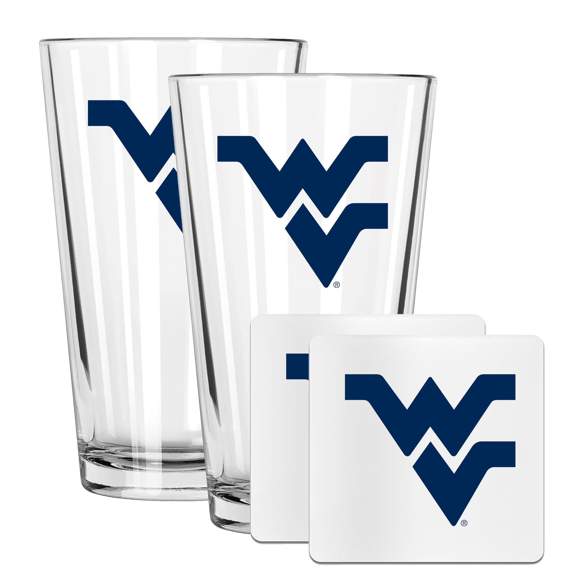 The Memory Company West Virginia Mountaineers 16oz. Pint Glass and Coaster Set