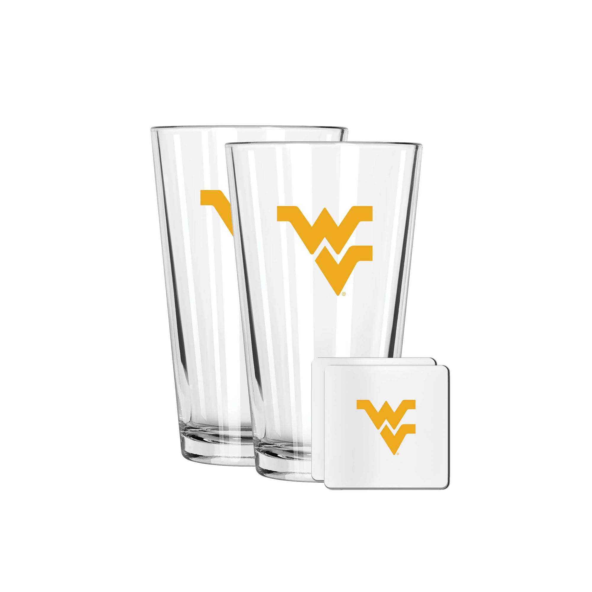 The Memory Company West Virginia Mountaineers 16oz. Pint Glass and Coaster Set