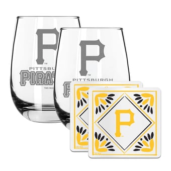 The Memory Company Pittsburgh Pirates 15oz. Stemless Wine Glass & Coaster Set