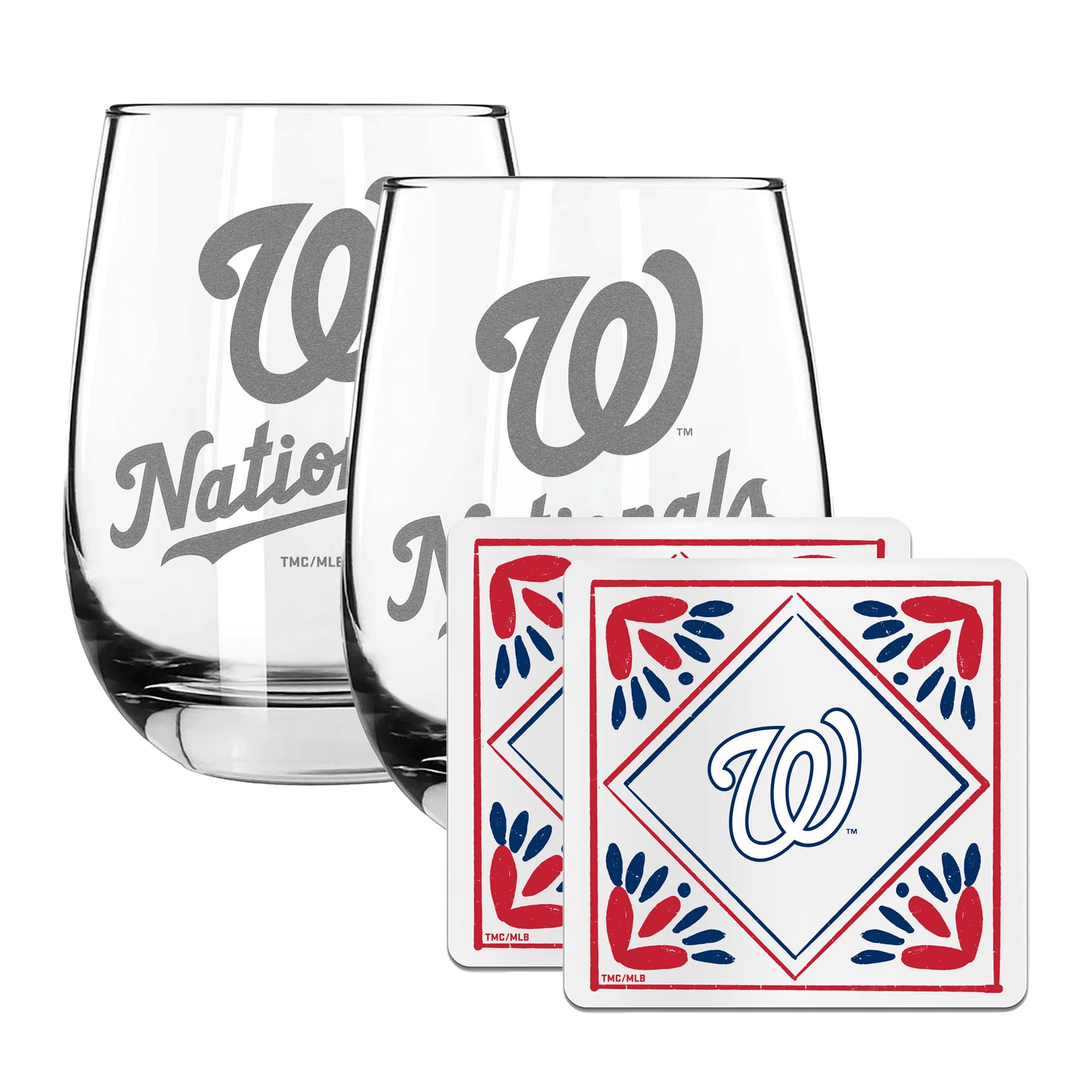 The Memory Company Washington Nationals 15oz. Stemless Wine Glass & Coaster Set