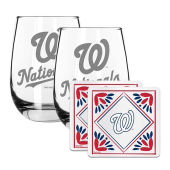 The Memory Company Washington Nationals 15oz. Stemless Wine Glass & Coaster Set