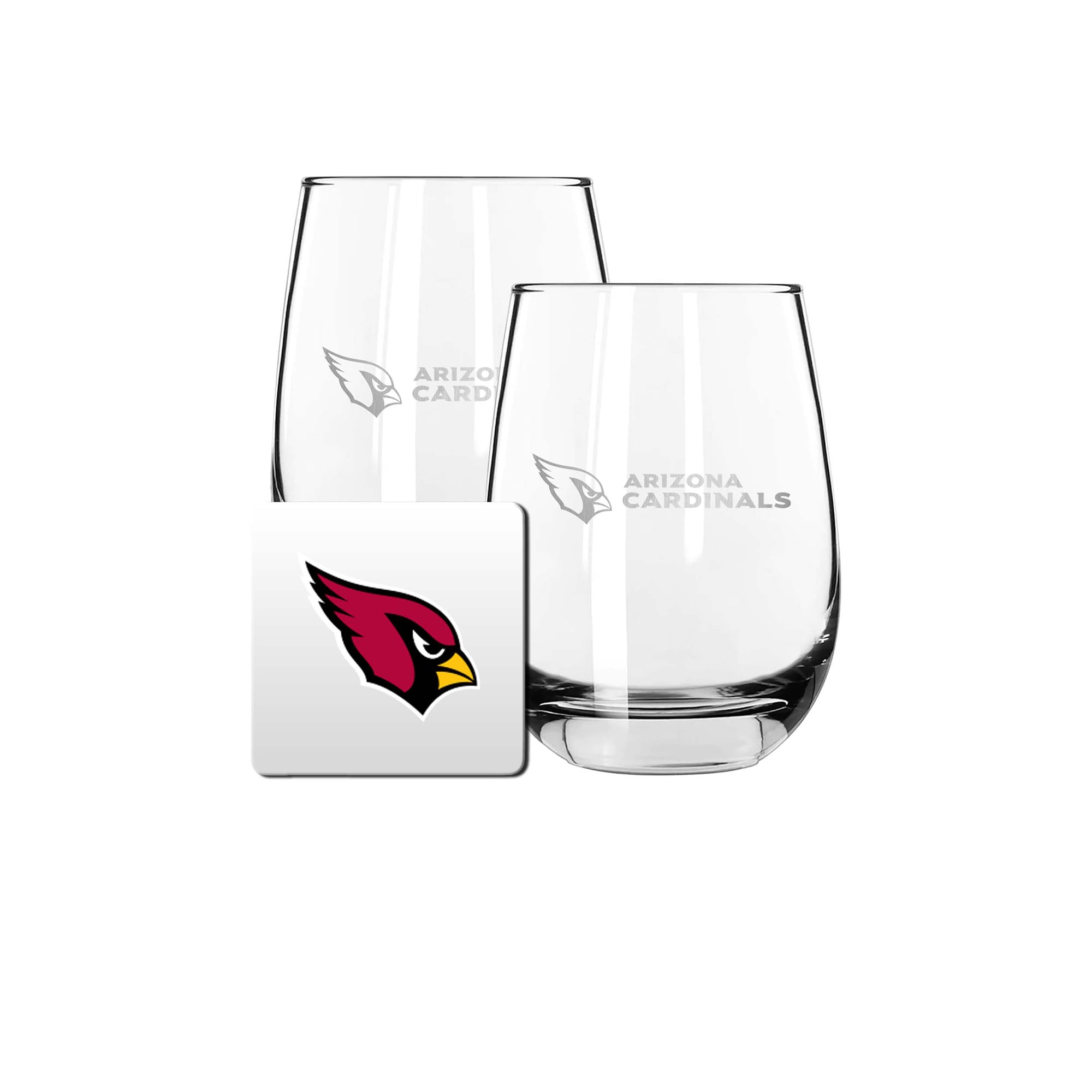 The Memory Company Arizona Cardinals 15oz. Stemless Wine Glass & Coaster Set