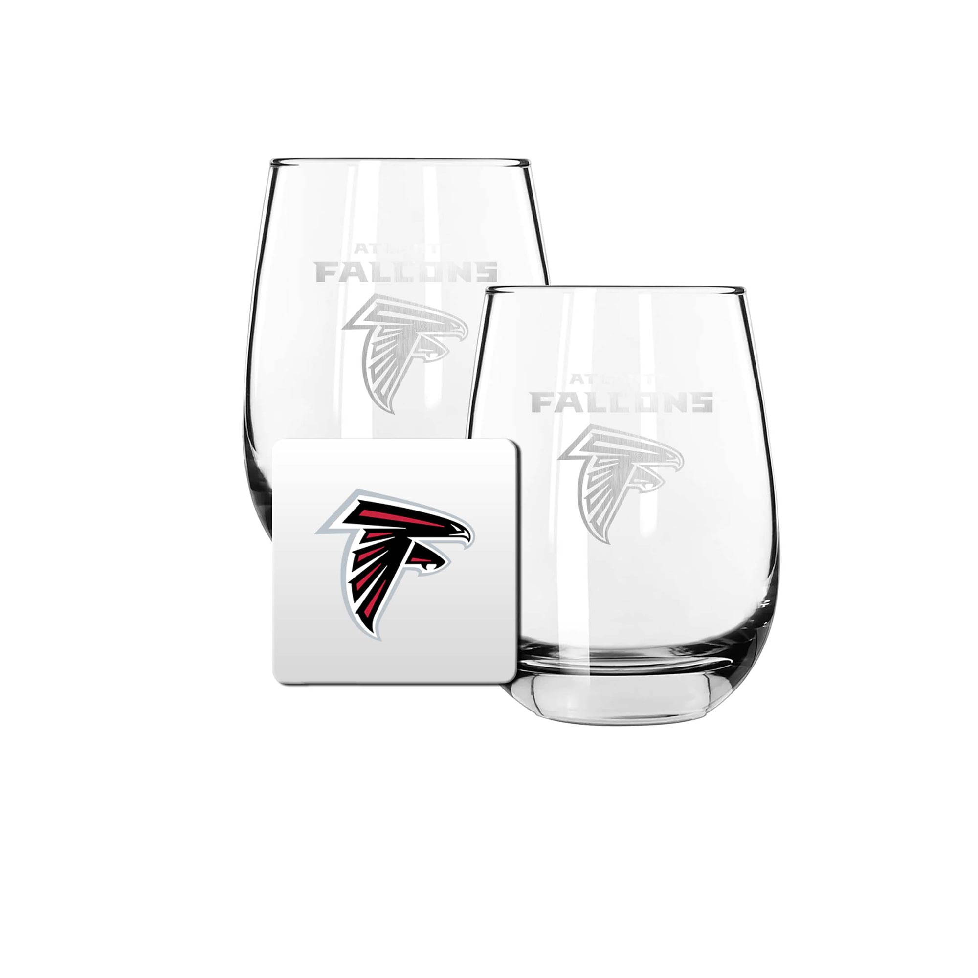 The Memory Company Atlanta Falcons 15oz. Stemless Wine Glass & Coaster Set