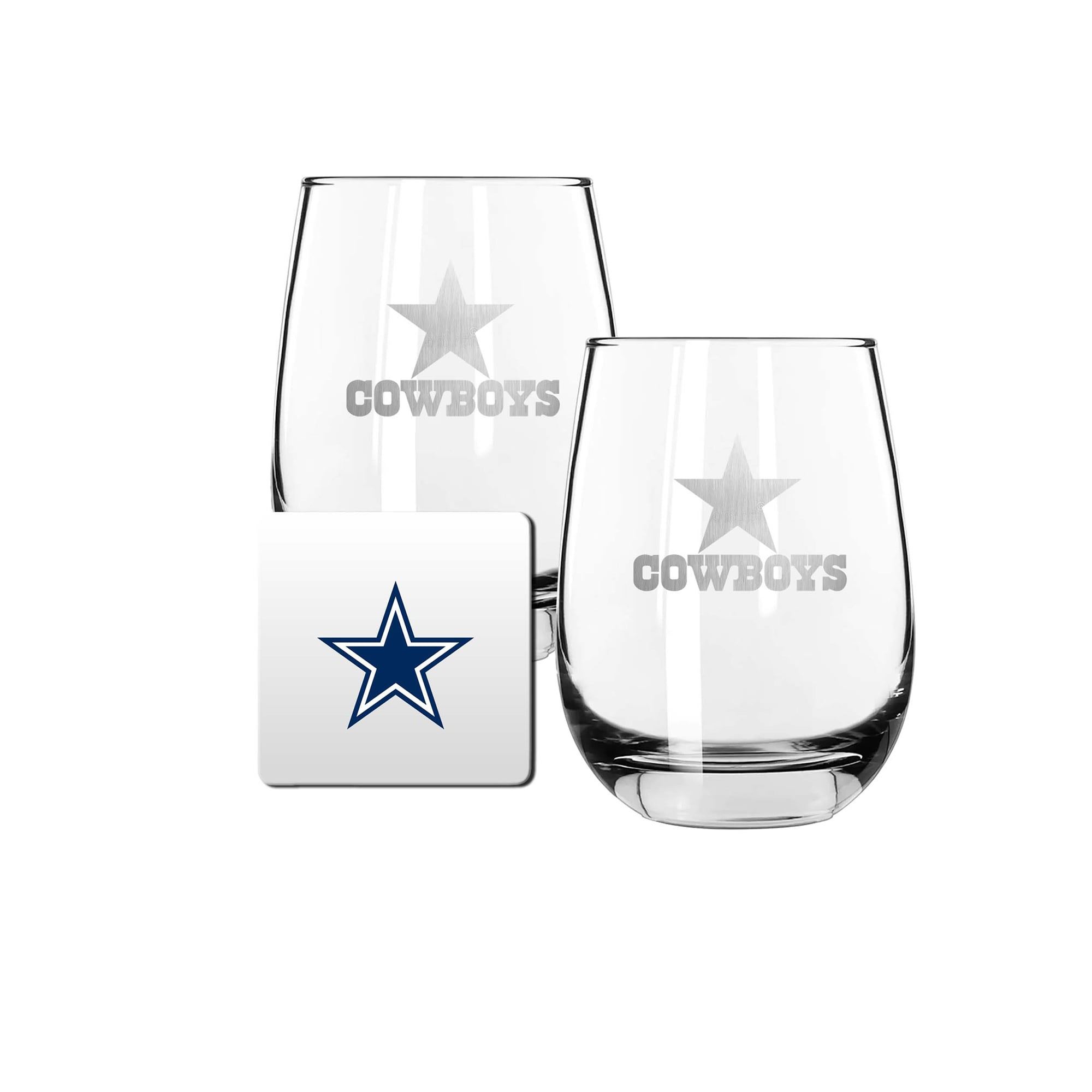 The Memory Company Dallas Cowboys 15oz. Stemless Wine Glass & Coaster Set
