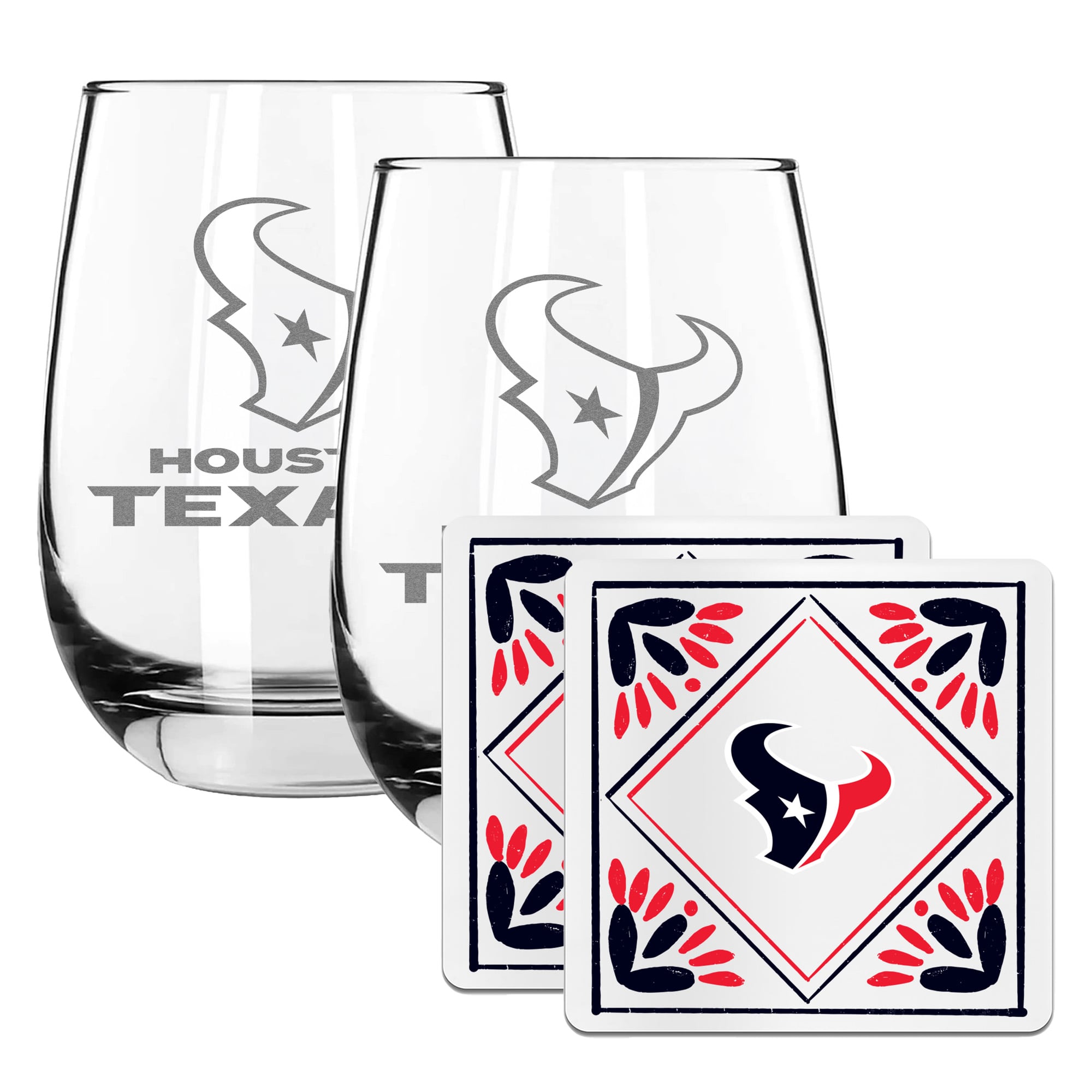 The Memory Company Houston Texans 15oz. Stemless Wine Glass & Coaster Set
