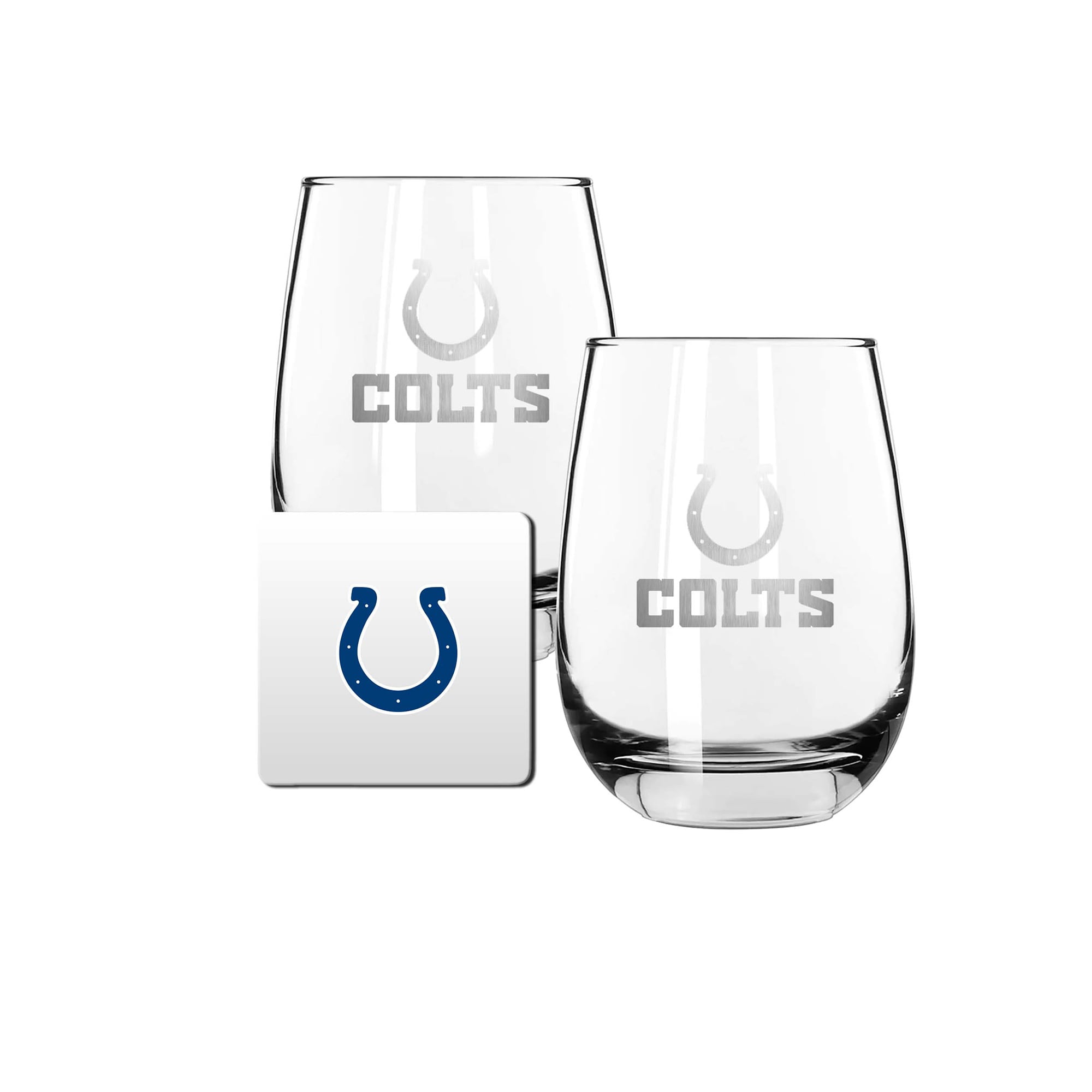The Memory Company Indianapolis Colts 15oz. Stemless Wine Glass & Coaster Set