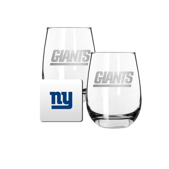 The Memory Company New York Giants 15oz. Stemless Wine Glass & Coaster Set