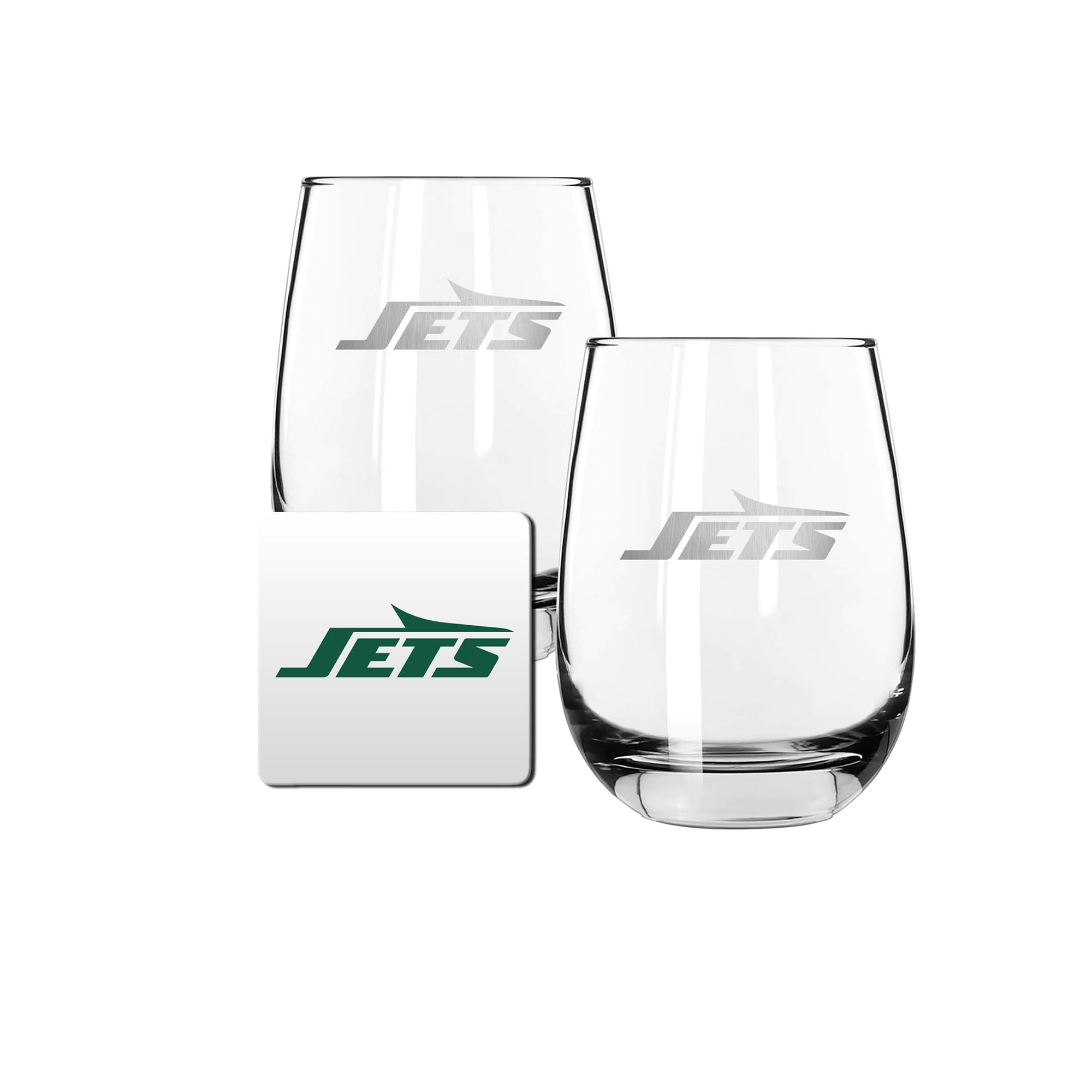 The Memory Company New York Jets 15oz. Stemless Wine Glass & Coaster Set