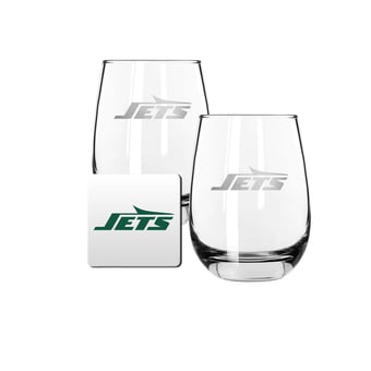 The Memory Company New York Jets 15oz. Stemless Wine Glass & Coaster Set