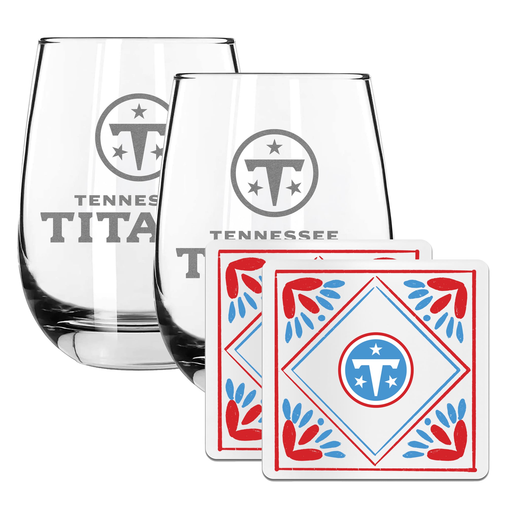 The Memory Company Tennessee Titans 15oz. Stemless Wine Glass & Coaster Set