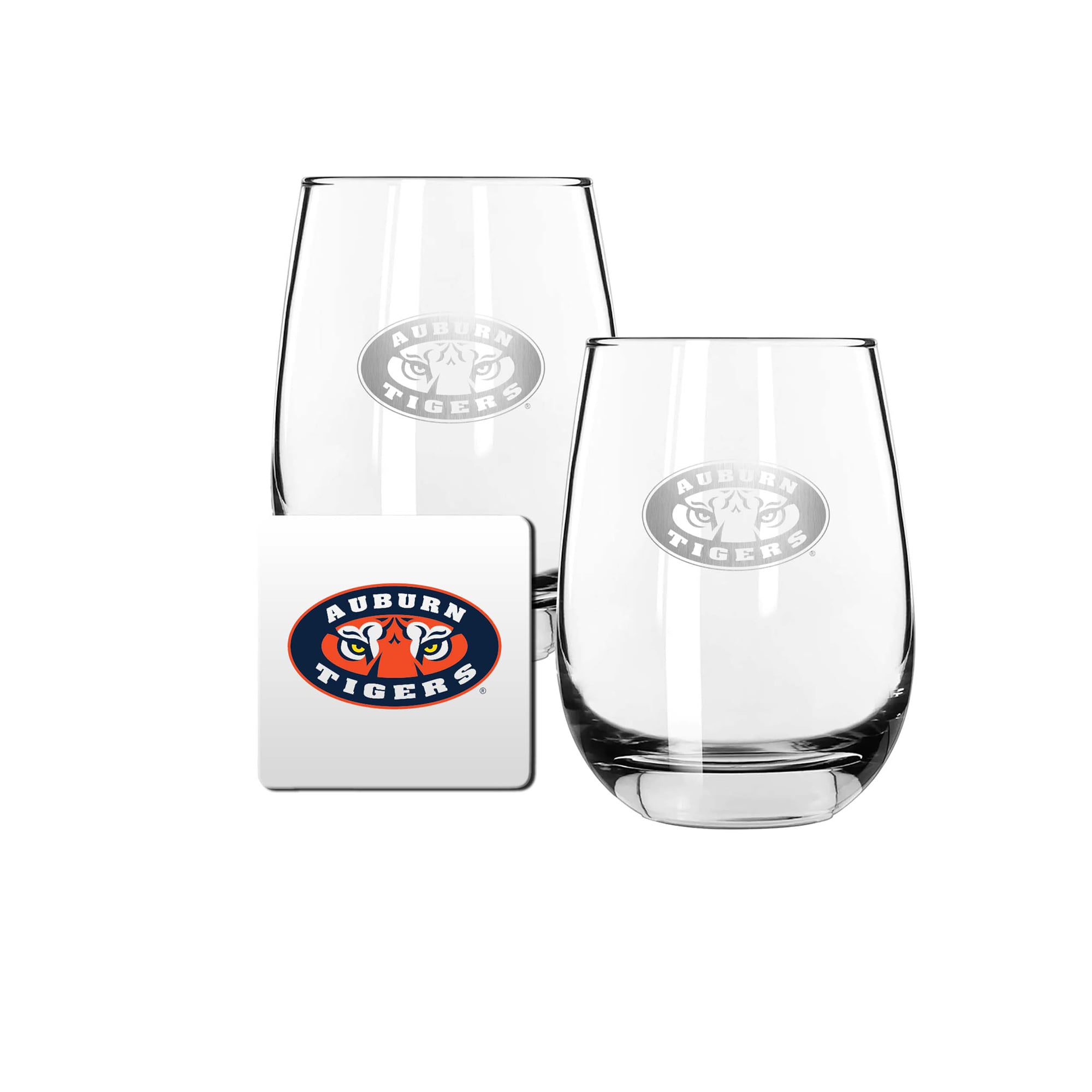 The Memory Company Auburn Tigers 15oz. Stemless Wine Glass & Coaster Set