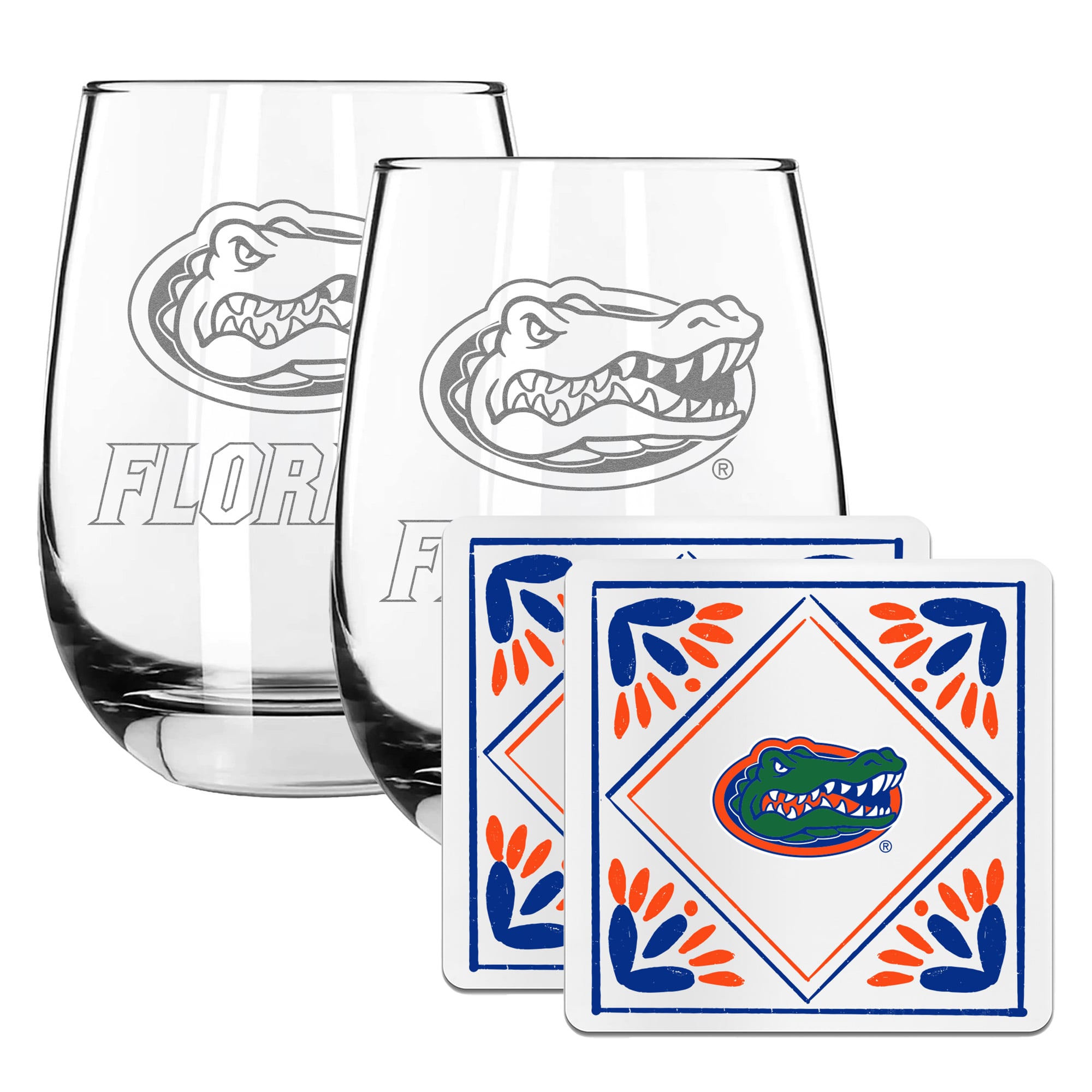 The Memory Company Florida Gators 15oz. Stemless Wine Glass & Coaster Set