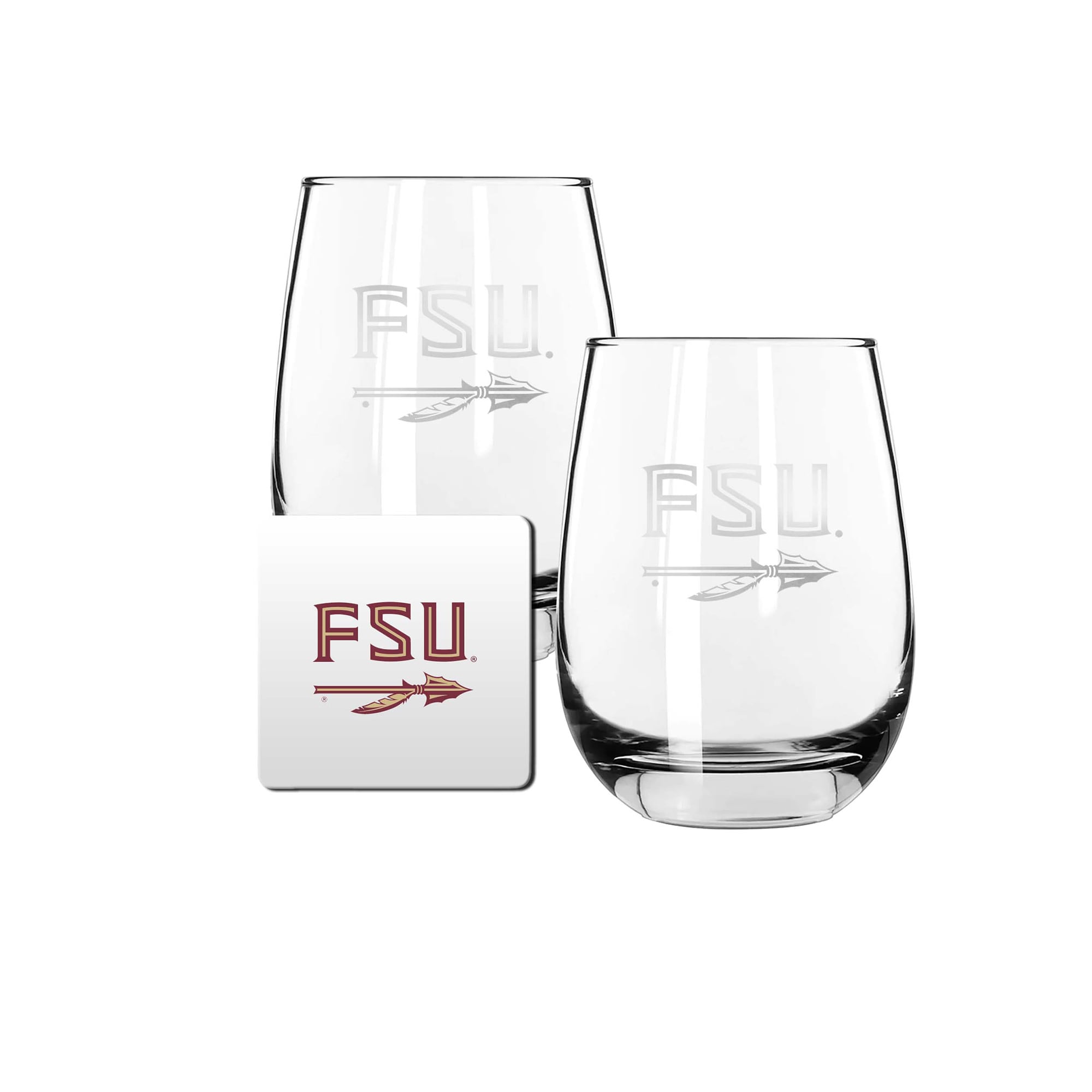 The Memory Company Florida State Seminoles 15oz. Stemless Wine Glass & Coaster Set