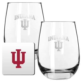 The Memory Company Indiana Hoosiers 15oz. Stemless Wine Glass & Coaster Set