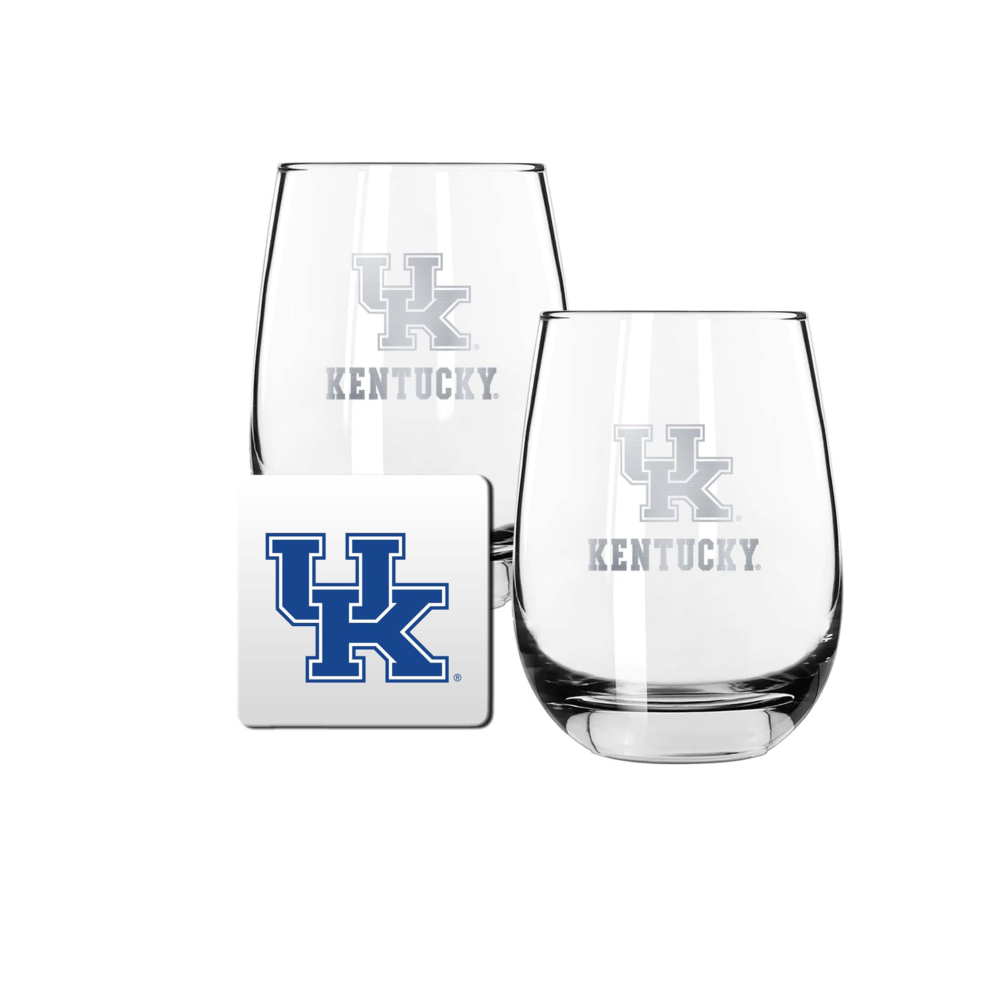 The Memory Company Kentucky Wildcats 15oz. Stemless Wine Glass & Coaster Set
