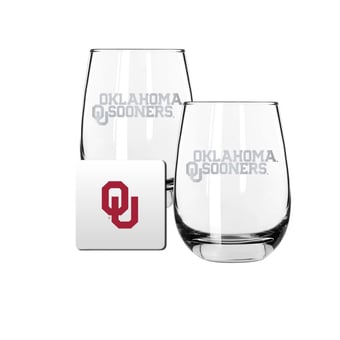 The Memory Company Oklahoma Sooners 15oz. Stemless Wine Glass & Coaster Set