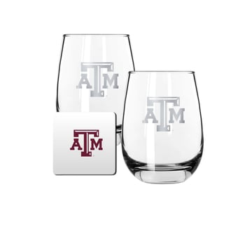 The Memory Company Texas A&M Aggies 15oz. Stemless Wine Glass & Coaster Set