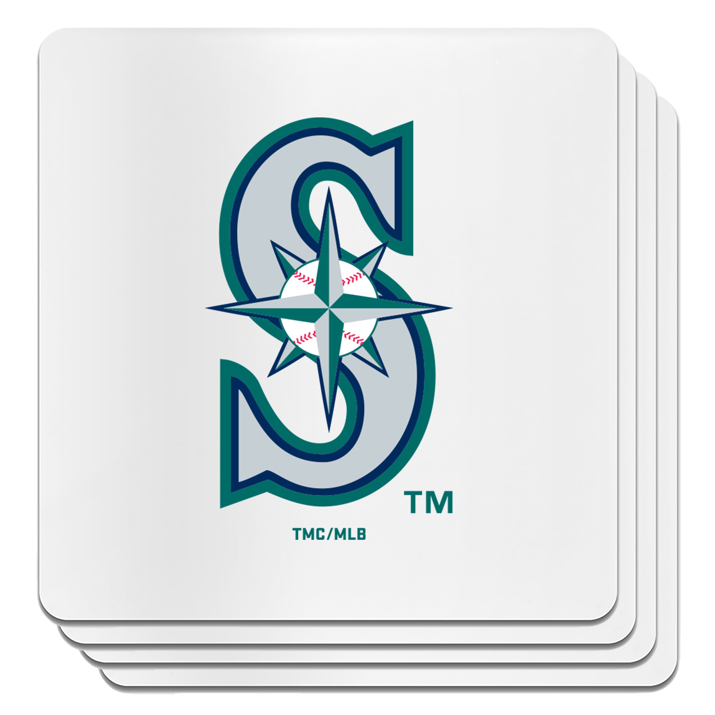 The Memory Company Seattle Mariners Square Ceramic Coaster Set