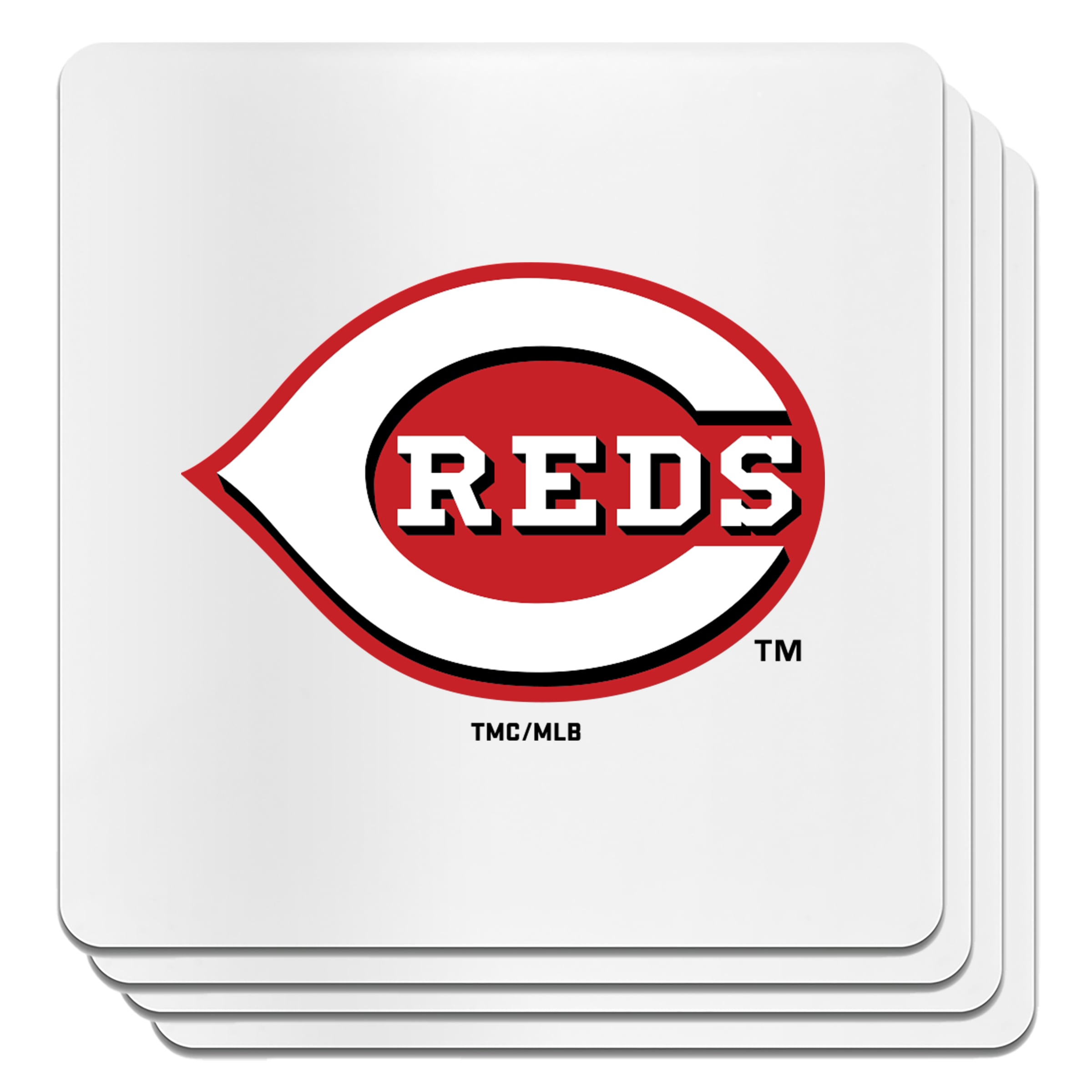 The Memory Company Cincinnati Reds Square Ceramic Coaster Set