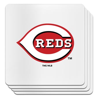 The Memory Company Cincinnati Reds Square Ceramic Coaster Set