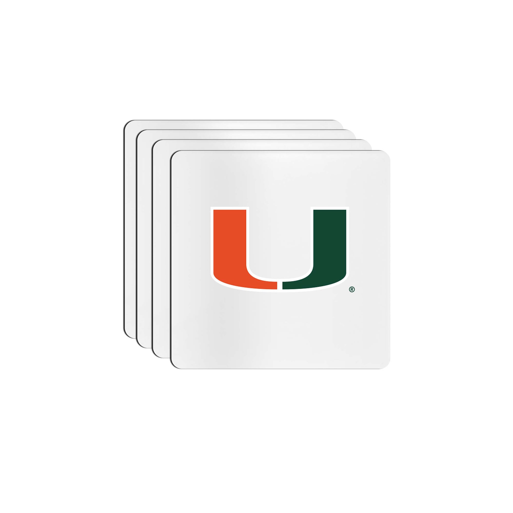 The Memory Company Miami Hurricanes Square Ceramic Coaster Set