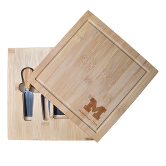 Michigan Wolverines Customized Bamboo Cutting Board with Utensils