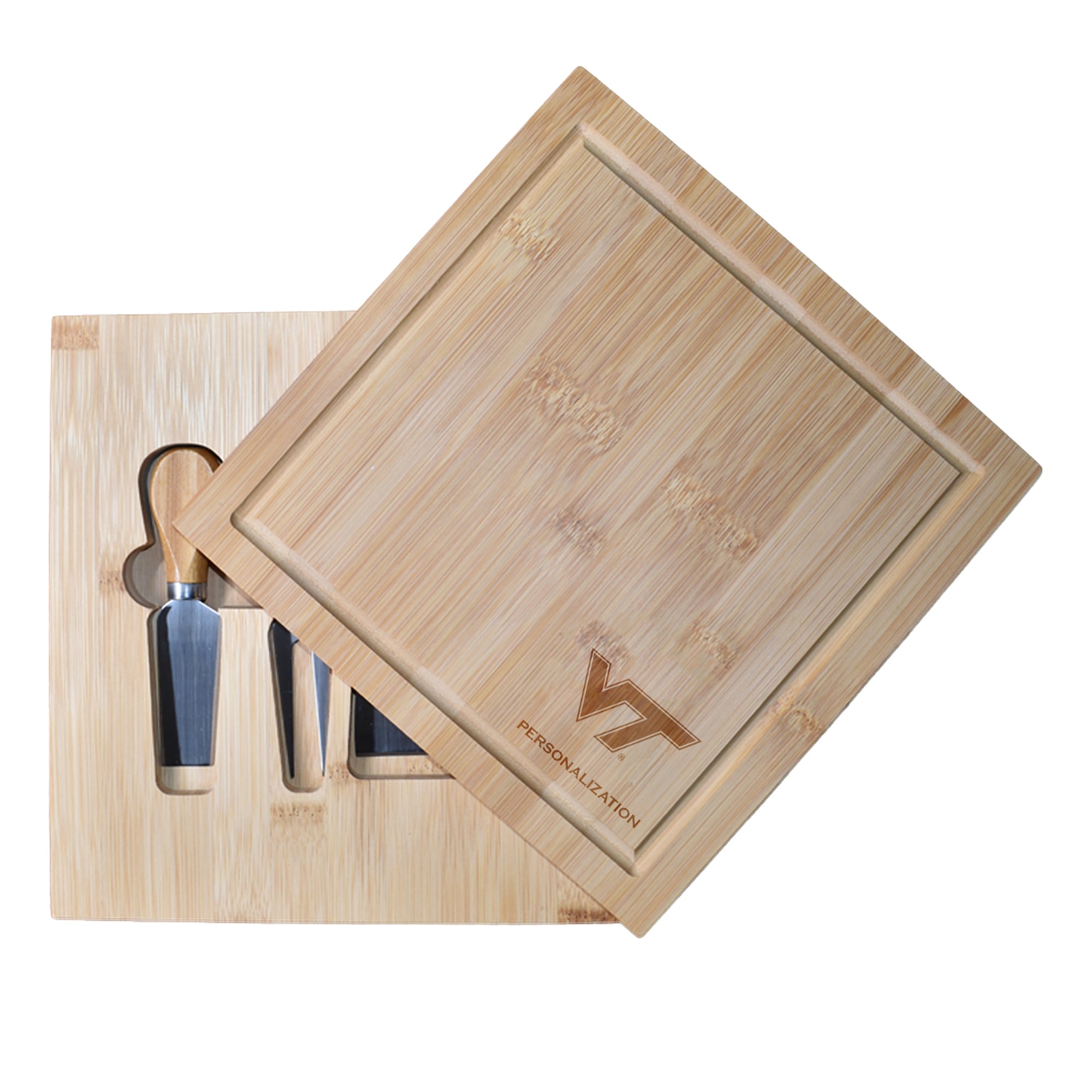 Virginia Tech Hokies Customized Bamboo Cutting Board with Utensils