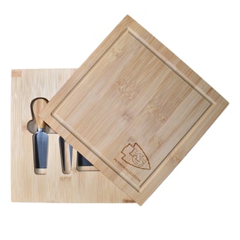 Kansas City Chiefs Customized Bamboo Cutting Board with Utensils