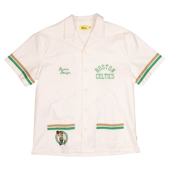 Men's Duvin Designs Co. Cream Boston Celtics League Of Leisure Button-Up Cabana Shirt