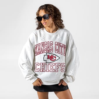 Women's Gameday Couture White Kansas City Chiefs Big Play Energy Tonal Star Embossed Sweatshirt