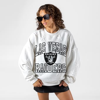Women's Gameday Couture White Las Vegas Raiders Big Play Energy Tonal Star Embossed Sweatshirt