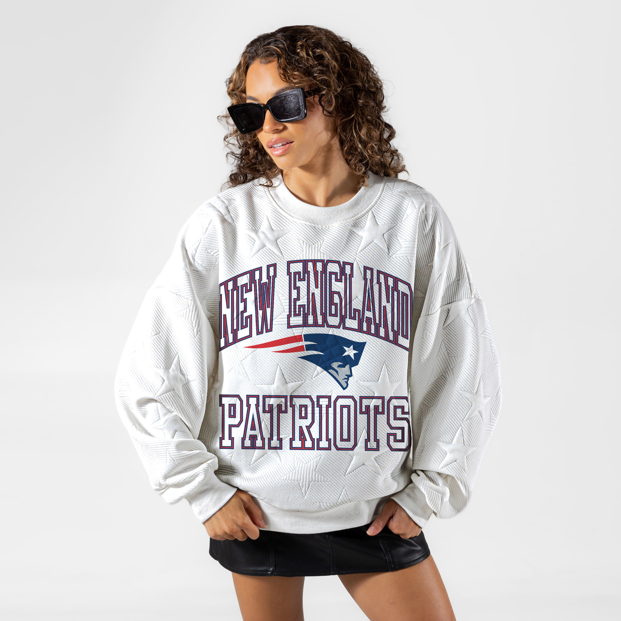 Gameday Couture Women's White New England Patriots Big Play Energy Tonal Star Embossed Sweatshirt - White