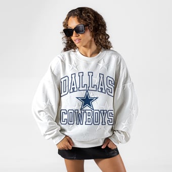 Women's Gameday Couture White Dallas Cowboys Big Play Energy Tonal Star Embossed Sweatshirt