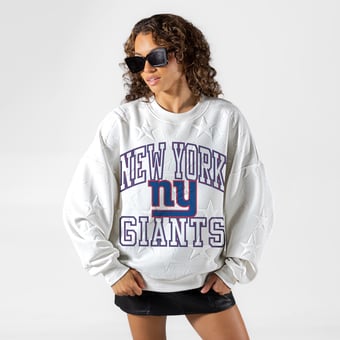 Women's Gameday Couture White New York Giants Big Play Energy Tonal Star Embossed Sweatshirt