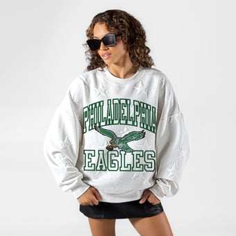 Women's Gameday Couture White Philadelphia Eagles Big Play Energy Tonal Star Embossed Sweatshirt